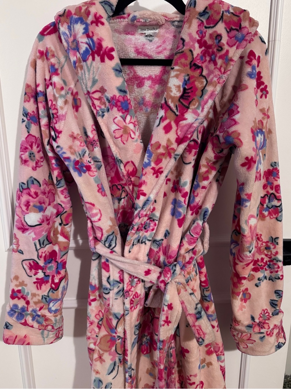 Vera Bradley Pink Floral Plush Hooded Robe